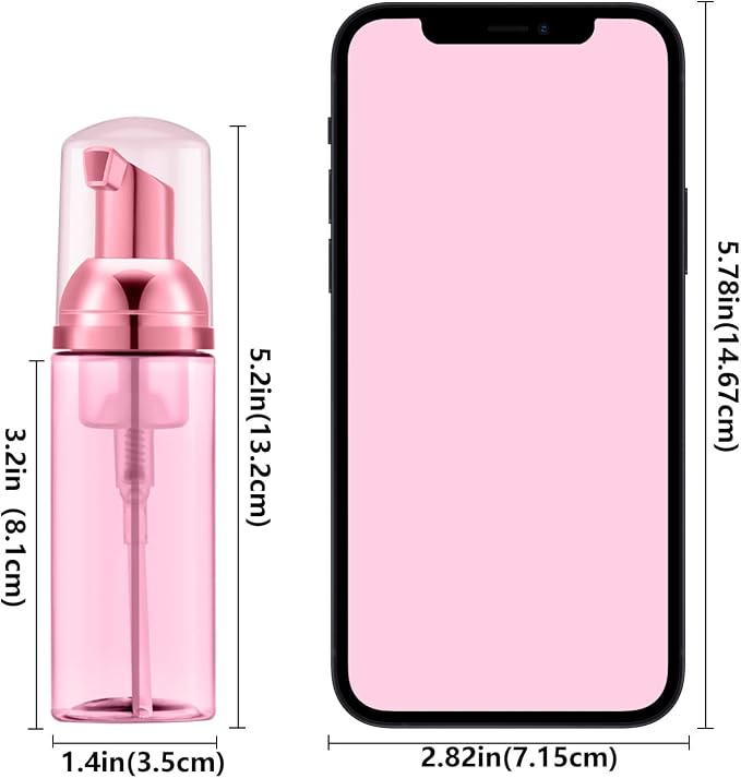 Lil Ray 2 Oz Empty Clear Rose Red Foam Pump Bottle, Travel Foamer Soap Dispenser - Image 6