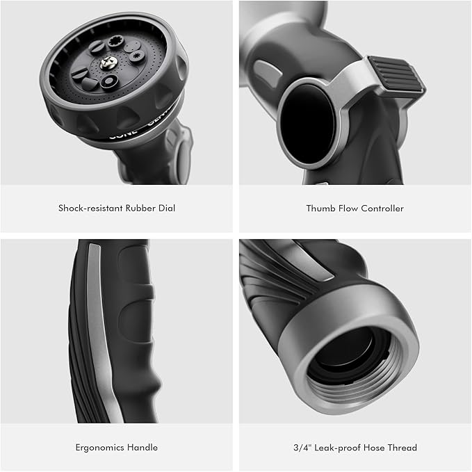 RESTMO Water Hose Nozzle, Metal Garden Hose Sprayer, Heavy Duty | 9 Spray - Image 7
