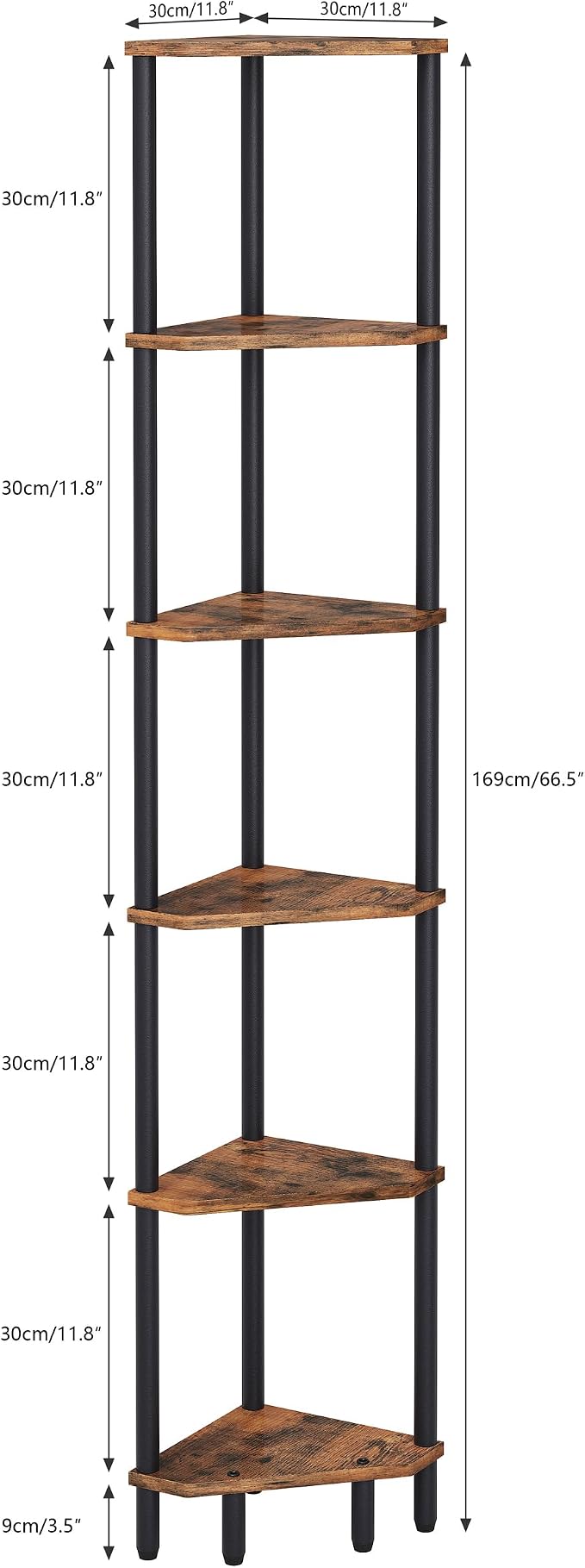 6 Tier Corner Shelf, 66.5'' Tall Standing Shelf, Narrow Display Shelf Stand - Image 3