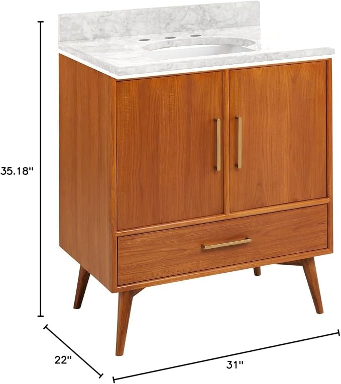 Signature Hardware 953363-30-RUMB-8 Novak 30" Freestanding Teak Single Basin - Image 2