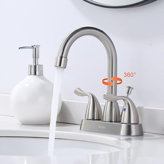 ARCORA 2 Handle Modern Bathroom Faucet Brushed Nickel, 4 Inch Centerset - Image 3