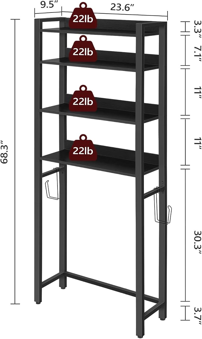 Over The Toilet Storage Rack, 4 Tier Bathroom Organizer Over Toilet, - Image 2