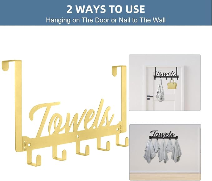 2 Pack Over The Door Hooks, Towel Rack - Image 4