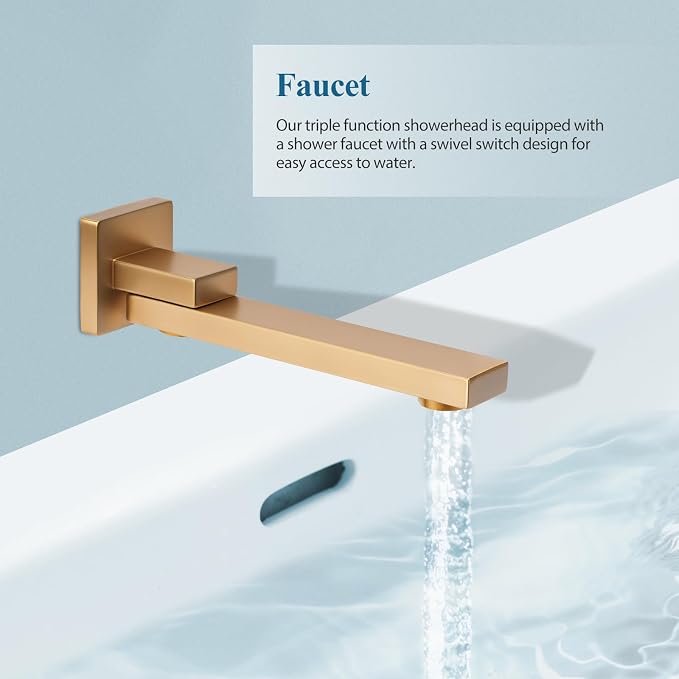 10 inch Square Shower Head and Handheld Set, Gasecoet Shower System - Image 6