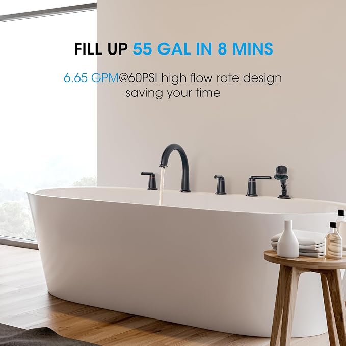 Roman Tub Faucet Set with Hand Shower, KRUZOO Bathtub Faucet Set Trim Kit with - Image 2
