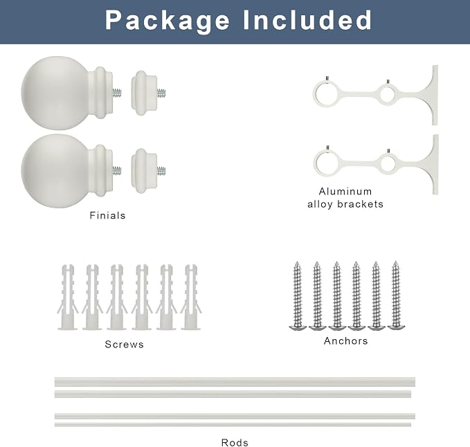 Double Curtain Rod 28 to 48 inch, Adjustable 1 inch Double Drapery Rod Rods - Image 5