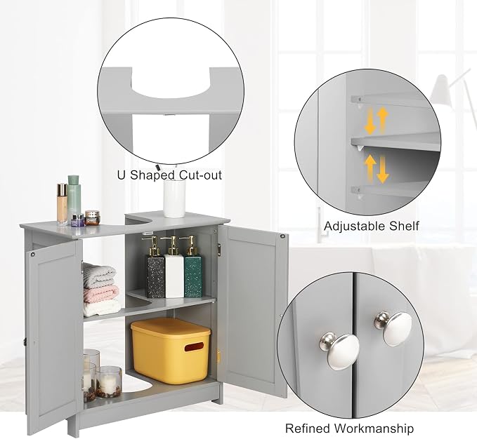 Bonnlo Pedestal Under Sink Storage Bathroom Vanity - Image 5