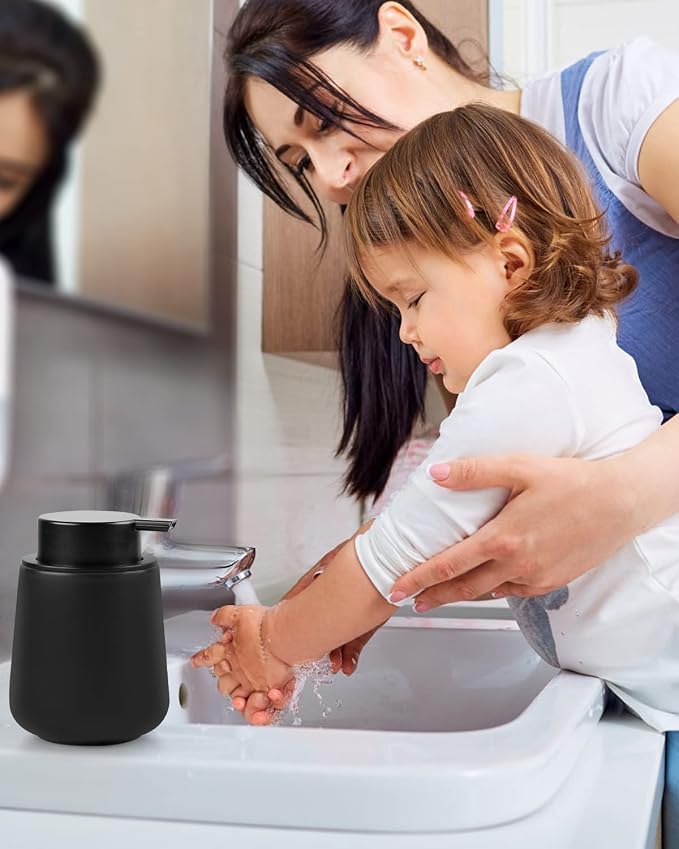 Bosilunlife Ceramic Foaming Soap Dispenser - 12Oz Matte Black Foam Hand Soap - Image 6