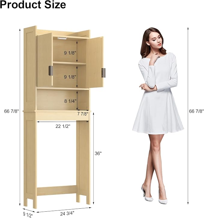 Over The Toilet Storage Cabinet, Behind Toilet Bathroom Organizer - Image 2
