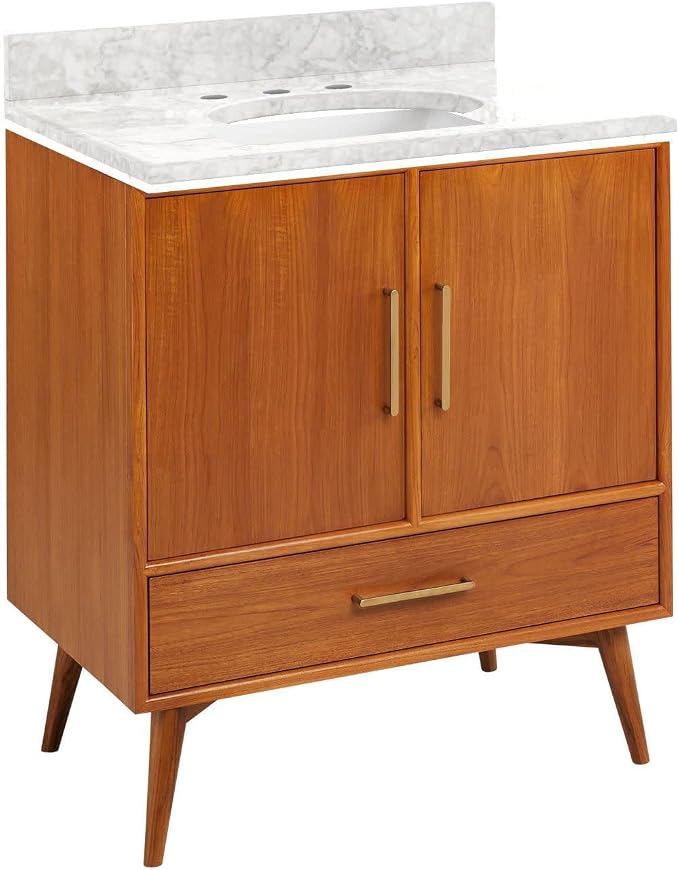 Signature Hardware 953363-30-RUMB-8 Novak 30" Freestanding Teak Single Basin - Image 3