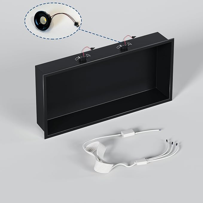 Neodrain Wall Niche with Non-dimmable LED Downlight, Matte Black Stainless - Image 6