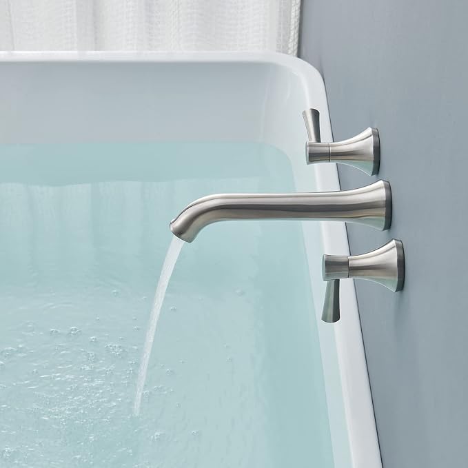 Tub Filler Wall Mount Roman Tub Faucet Brushed Nickel Brass Bathtub Faucets - Image 8