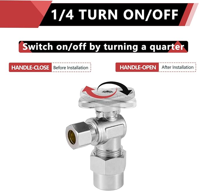 10-Pack EFIELD Angle Stop Valve 1/2" Nominal Compression x 3/8" OD - Image 3