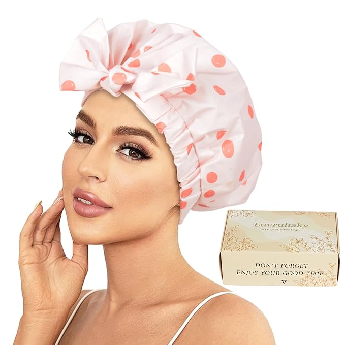 Shower Cap Luxury Shower Caps for Women Reusable Waterproof Hair Cap for Shower by Luvruitaky