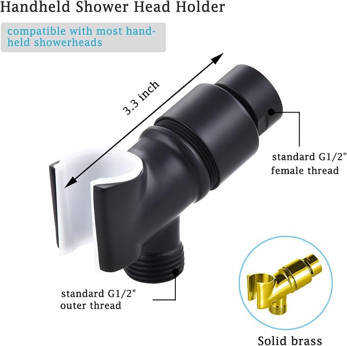 All Metal Handheld Shower Head Holder, Adjustable Shower Wand Holder - Image 2