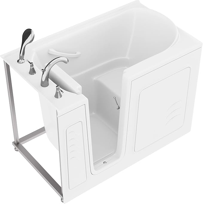 ANZZI Walk In Tub 53'' x 30'' Left Drain Soaking Bathtub in White Walk-In by ANZZI