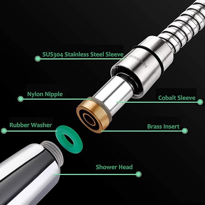 HOMEIDEAS 118 inches Shower Hose, 10 feet Extra Long 304 Stainless Steel - Image 2