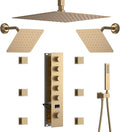 Brushed Gold Triple Shower Heads Shower System by WHSHOWER