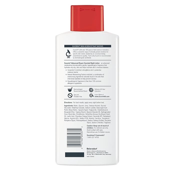 Eucerin Advanced Repair Scented Night Lotion, 48 Hour Moisturizing Body Lotion - Image 13