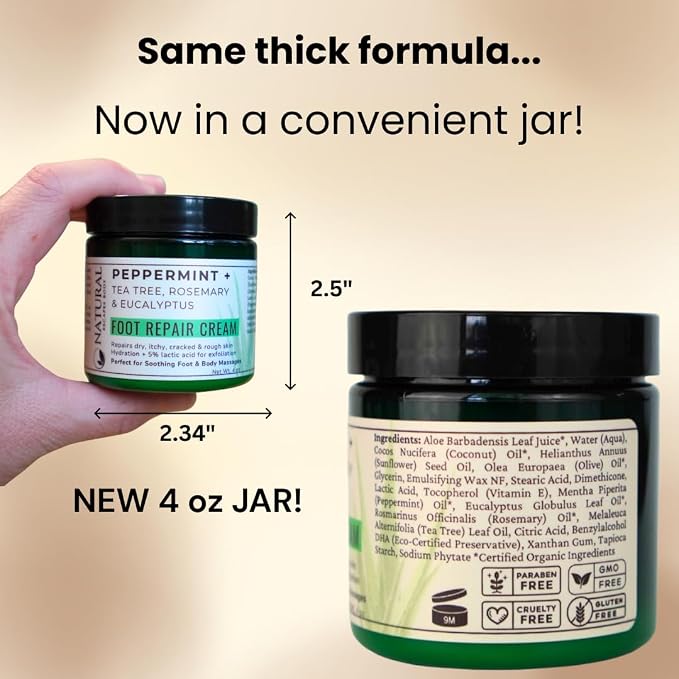 Natural Escapes Peppermint + Rosemary, Eucalyptus & Tea Tree Foot Cream - Image 2