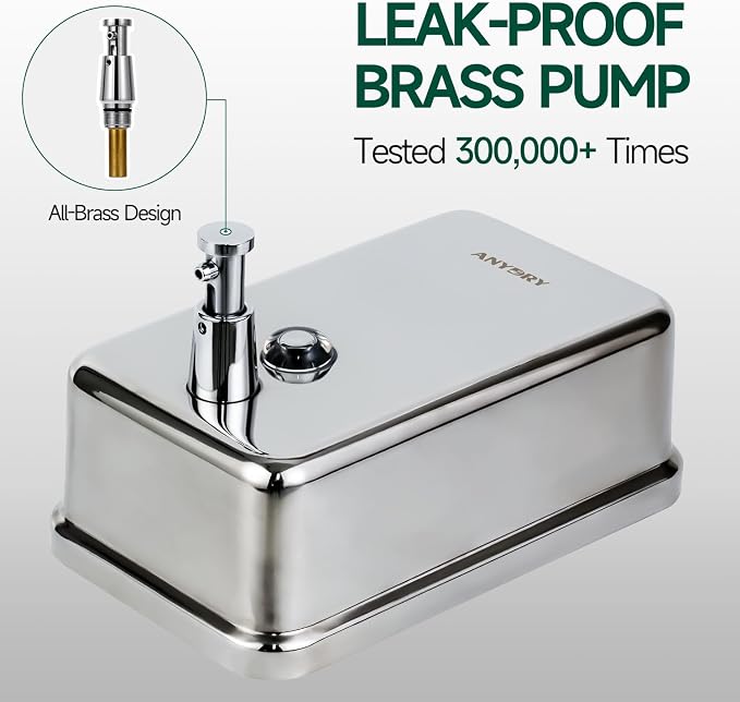 Commercial Manual Soap Dispenser, Durable Polished Stainless Steel Finish - Image 3