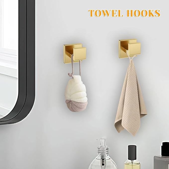 Brushed Gold Towel Bar Set 5 Pieces Bathroom Hardware Accessories Set, Upgraded - Image 5