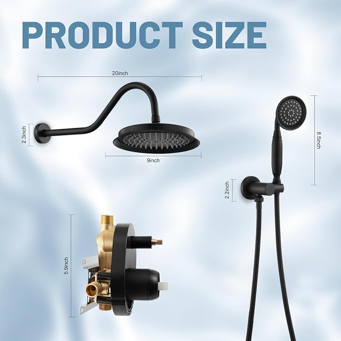 Antique Shower Head Faucet Set, Matte Black Vintage Wall Mount Shower Faucets - Image 7