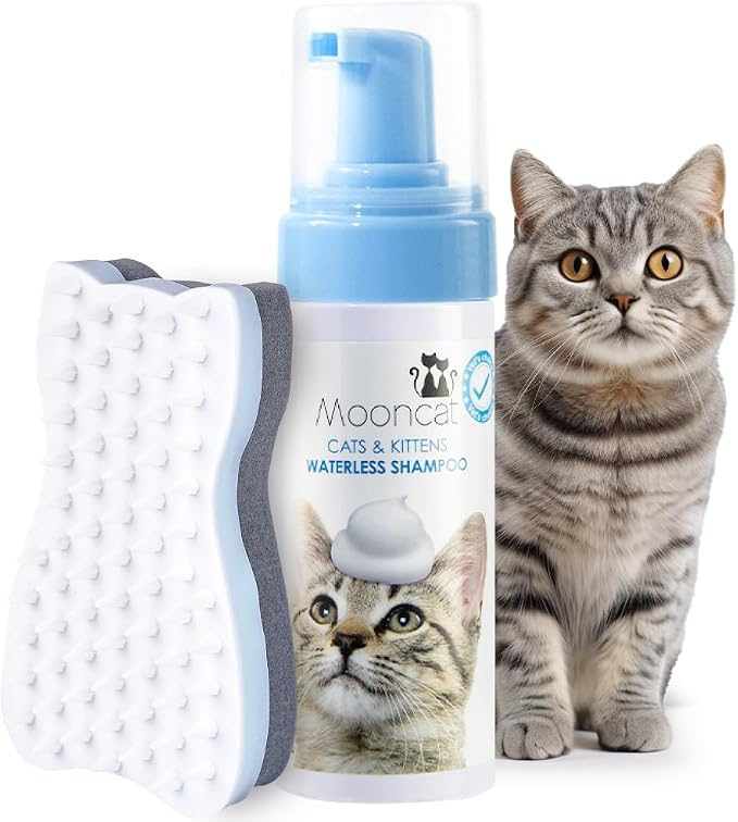 Mooncat Waterless Cat Shampoo+Cat Brush, Licking Safe Dry Shampoo by Mooncat