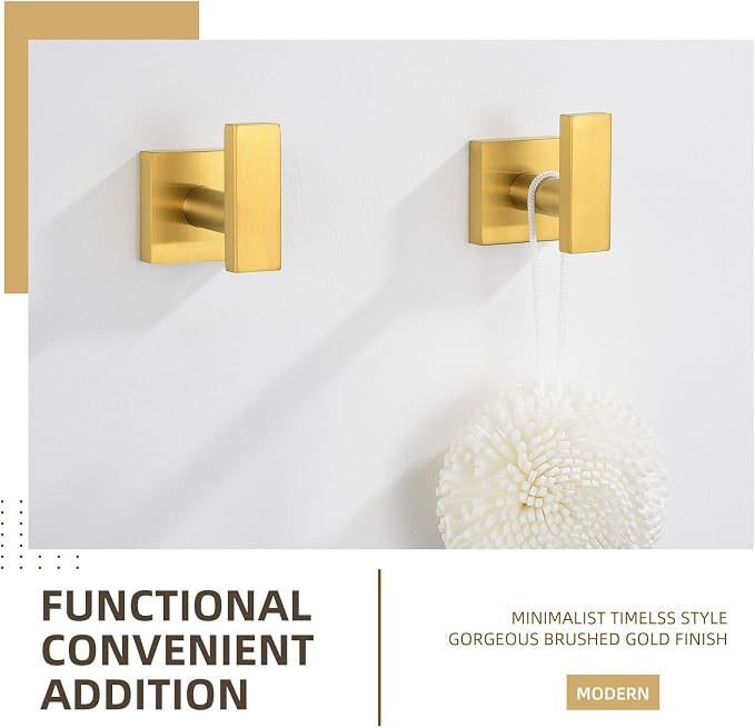 Angle Simple Towel Hooks for Bathroom, SUS 304 Stainless Steel Square Robe Coat - Image 7