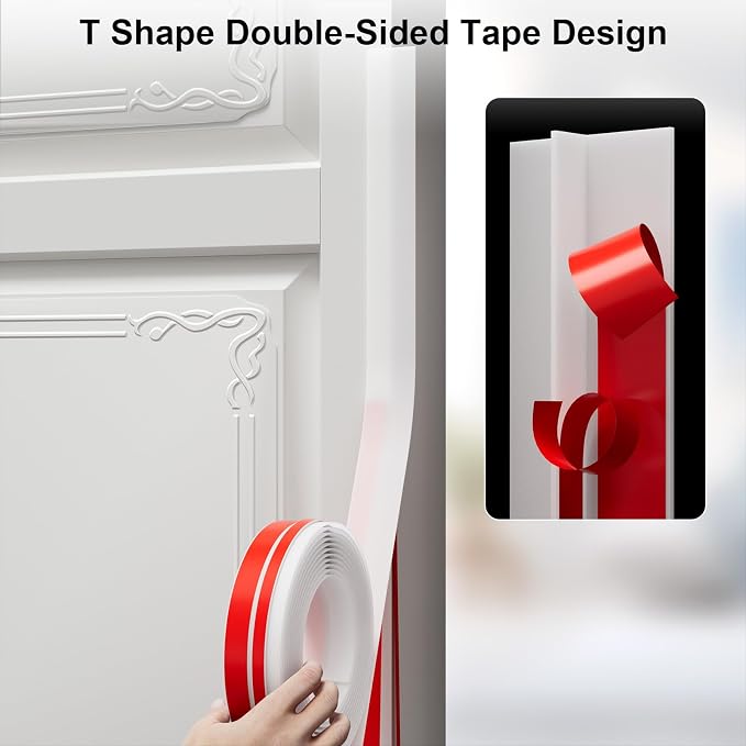 T-Shaped Door Draft Stopper, 1.37 in x 10 Ft Silicone Seal Strip - Image 4