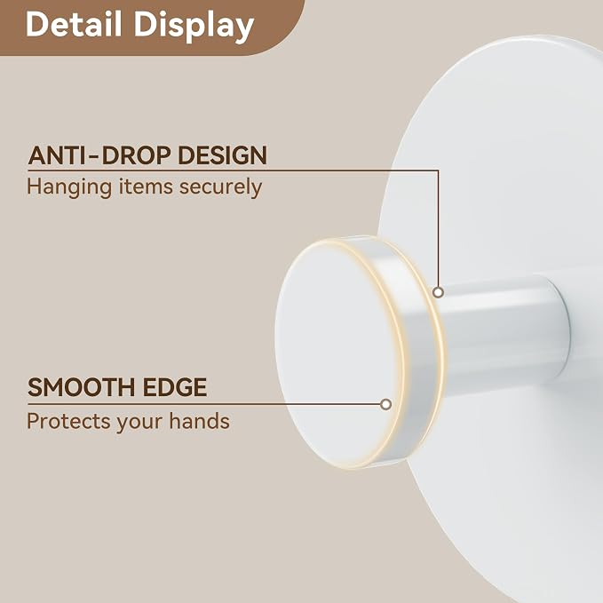 Adhesive Wall Hook for Coat and Towel: Extra Sticky 12 LB, Stainless Coat Rack - Image 3