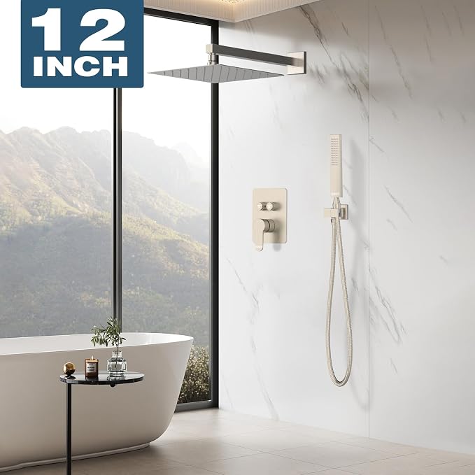 Rainfall Shower System, 12 inch Wall Mounted Rain Shower Head - Image 7