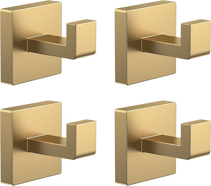 Kruodop 4 PCS Towel Hooks for Bathroom, Wall Mount Towel Holder, Square by Kruodop