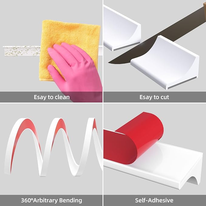 98Inch Collapsible Shower Threshold Water Dam Barrier, Self Adhesive Silicone - Image 3