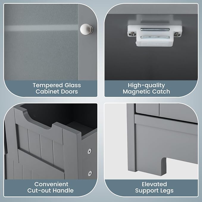 COSTWAY Bathroom Storage Cabinet, Freestanding Bathroom Organizer - Image 6