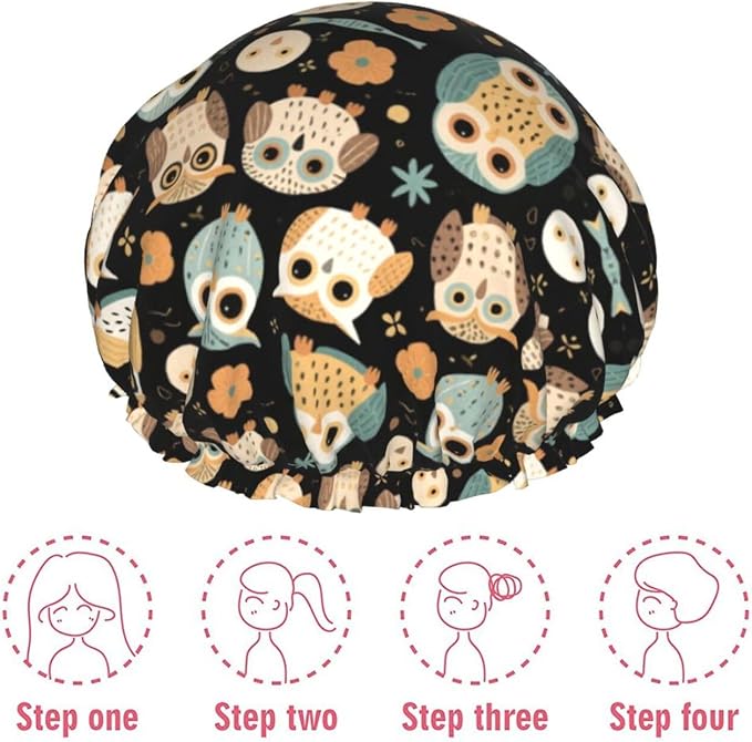 Women Girls Double Layers Waterproof Shower Caps EVA Bath Hats - Image 7