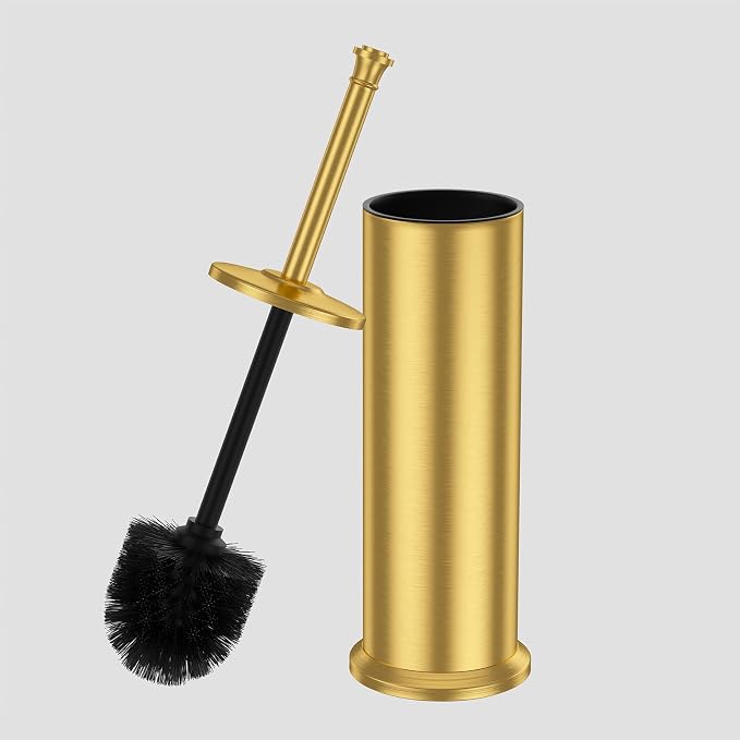 Brass Toilet Brush and Holder，Long Handled Gold Toilet Brush by UNCONSIL