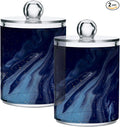 MNSRUU 2 Pack Qtip Holder Organizer Dispenser Beautiful Navy Blue Marble by MNSRUU