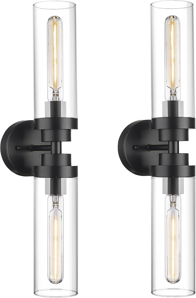 Emak 22 Inch Black Bathroom Light Fixtures Over Mirror, 2-Light Bathroom Vanity by EmakLighting