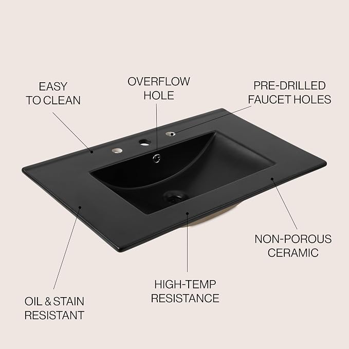 JONATHAN Y SNK1002B Ancillary 3-Hole 30 in. W x 18.25 in. D Classic - Image 4