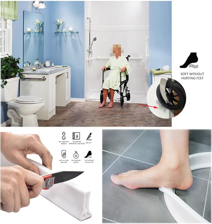 78Inch Collapsible Shower Threshold Water Dam 2" High Shower Barrier Water - Image 6