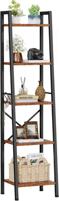 Furologee 5 Tier Ladder Shelf Bookcase, Tall Narrow Bookshelf by Furologee