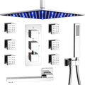 Thermostatic Shower Faucet Set Polished Chrome Rain Shower System by KATAIS