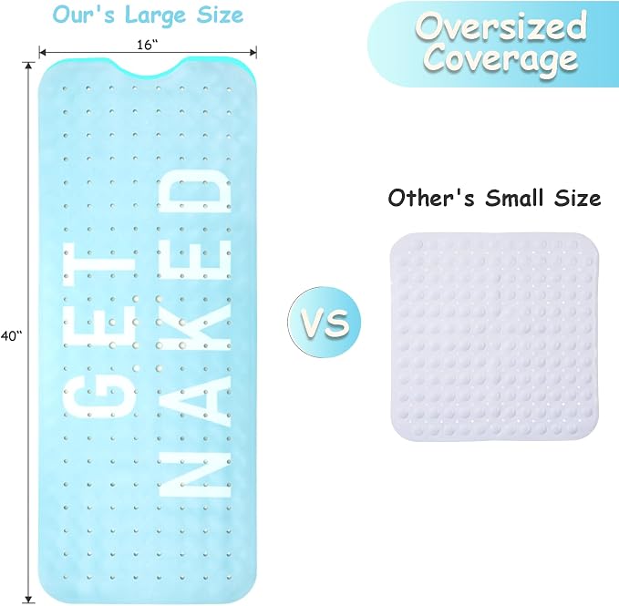 Bathtub Mat Non Slip, Get Naked Extra Long Bath tub Mat Shower Floor Mat - Image 2