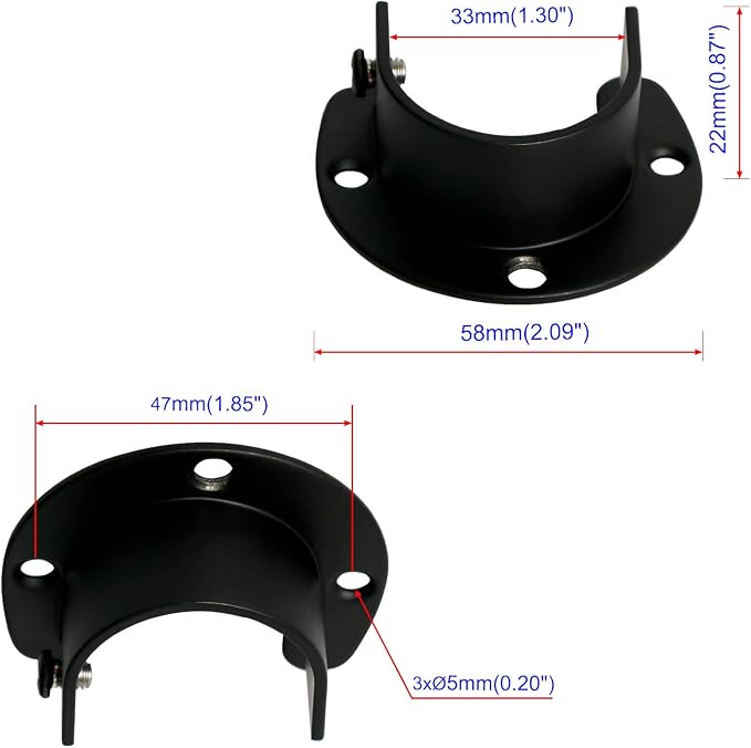4Pcs Opening Diameter 32 mm, Stainless Steel Matte Black Flange Rod Bracket - Image 2