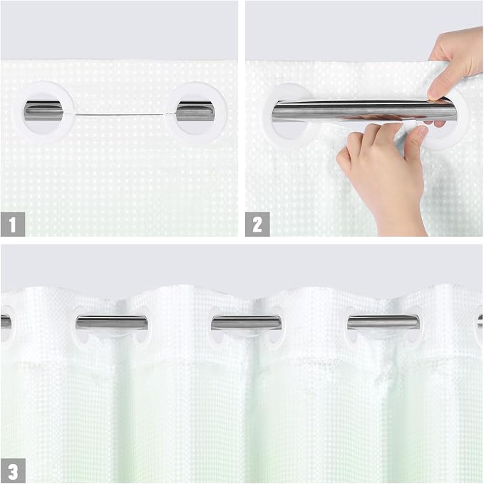 MitoVilla Emerald Green Ombre Long Shower Curtain Liner Set 72 x 80, No Hooks - Image 4