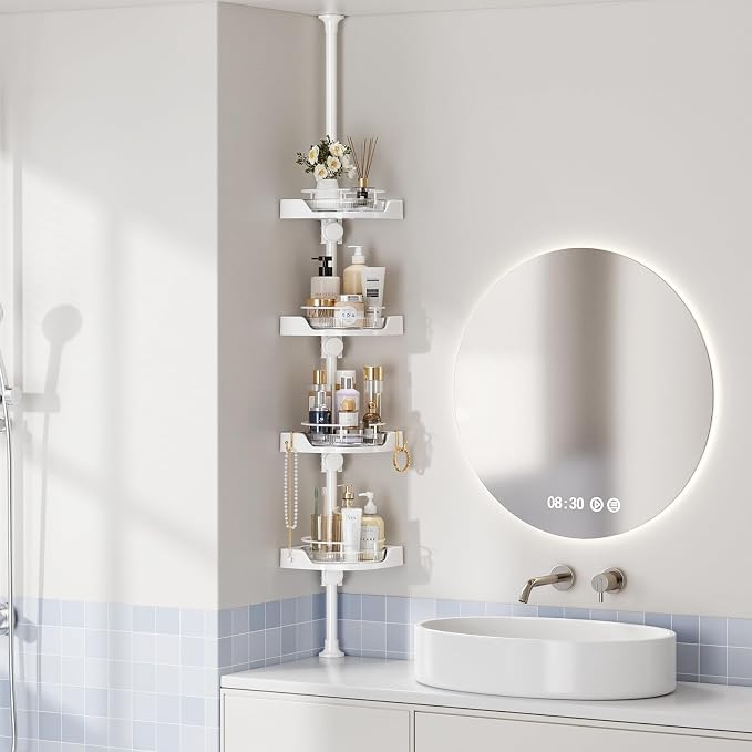 Shower Caddy Tension Pole with 4 L-Lazy Susan Organizer 360 Rotating 35-128 - Image 4