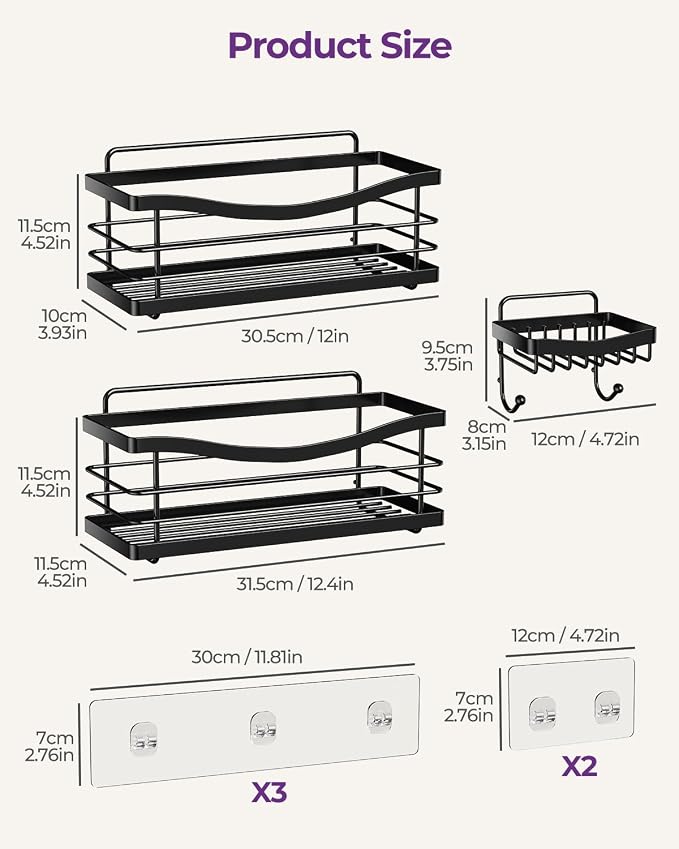 ODesign Shower Caddy 3 Pack-Shower Organizer Shelves Rack Rustproof SUS304 - Image 8