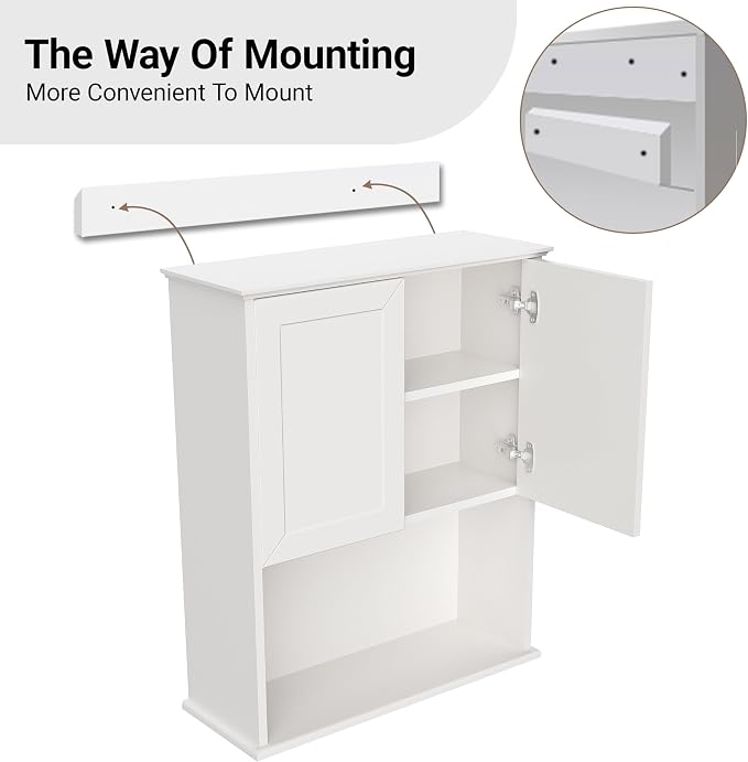 White Bathroom Wall Cabinet, Over The Toilet Storage Cabinet, Bathroom and - Image 8