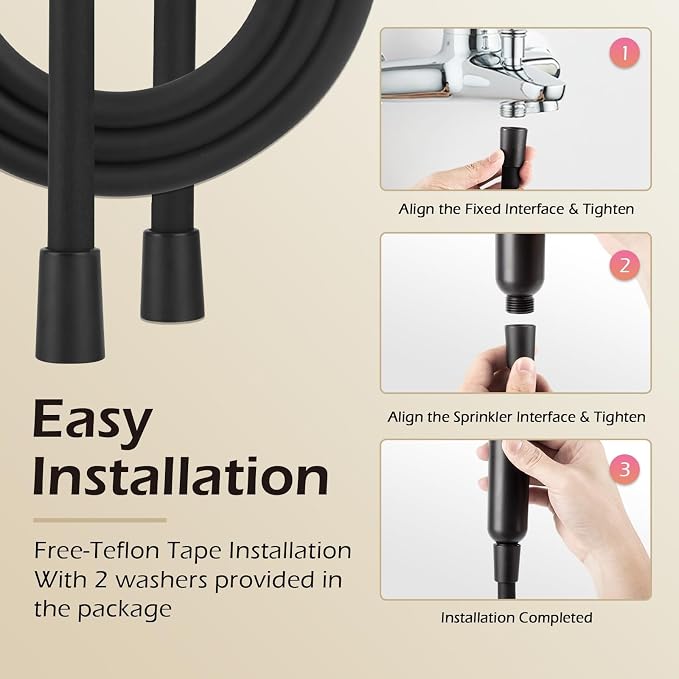 79 Inches Silicone Shower Hoses Replacement, Anti-Kink Designed Handheld Shower - Image 7